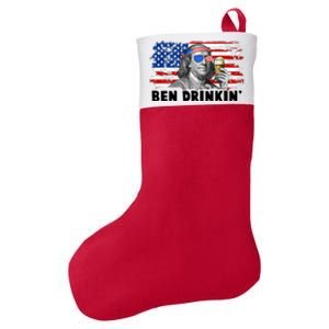 Funny Ben Drinkin USA American Flag Felt Holiday Christmas Stocking