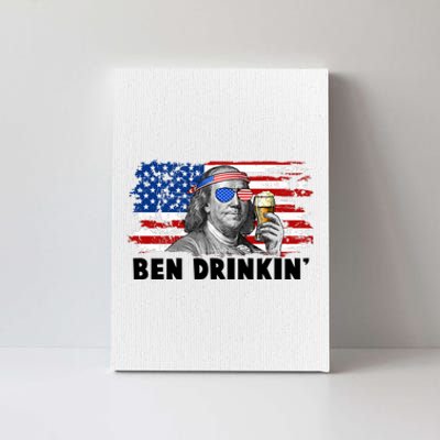 Funny Ben Drinkin USA American Flag Canvas