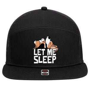 Funny Beagle Dog Let Me Sleep Cute Dog 7 Panel Mesh Trucker Snapback Hat