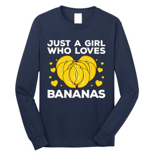 Funny Banana Design Wo Girl Banana Fruit Lovers Long Sleeve Shirt