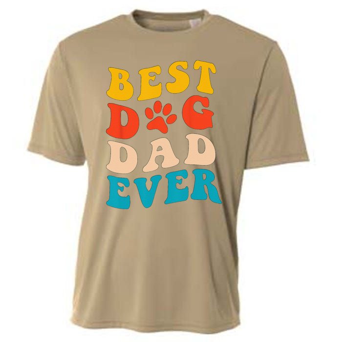 Funny Best Dog Dad Ever Fathers Day Dog Dad Retro Vintage Cooling Performance Crew T-Shirt