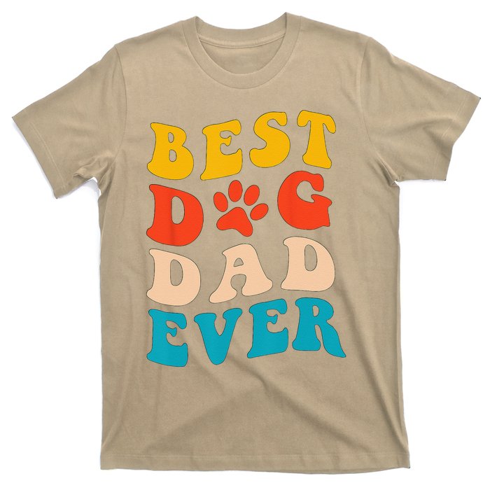 Funny Best Dog Dad Ever Fathers Day Dog Dad Retro Vintage T-Shirt