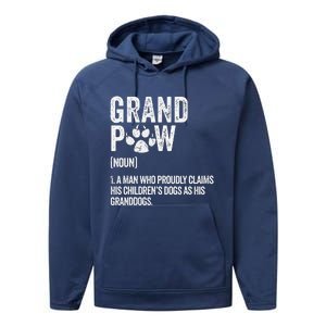 Funny Best Dog Grandpa Ever Grandpaw Apparel Retro Grand Paw Performance Fleece Hoodie