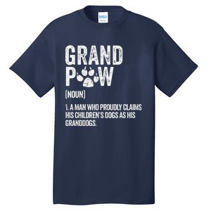 Funny Best Dog Grandpa Ever Grandpaw Apparel Retro Grand Paw Tall T-Shirt