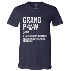 Funny Best Dog Grandpa Ever Grandpaw Apparel Retro Grand Paw V-Neck T-Shirt