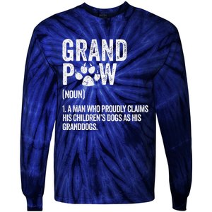 Funny Best Dog Grandpa Ever Grandpaw Apparel Retro Grand Paw Tie-Dye Long Sleeve Shirt