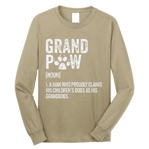 Funny Best Dog Grandpa Ever Grandpaw Apparel Retro Grand Paw Long Sleeve Shirt