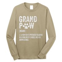 Funny Best Dog Grandpa Ever Grandpaw Apparel Retro Grand Paw Long Sleeve Shirt