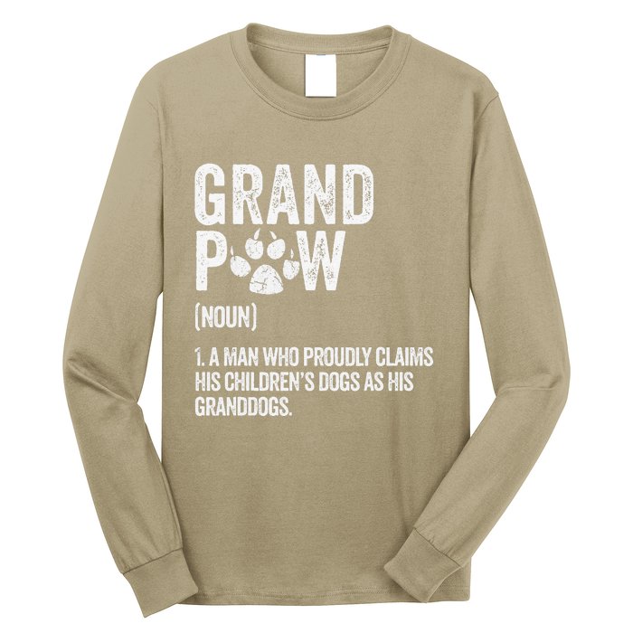 Funny Best Dog Grandpa Ever Grandpaw Apparel Retro Grand Paw Long Sleeve Shirt