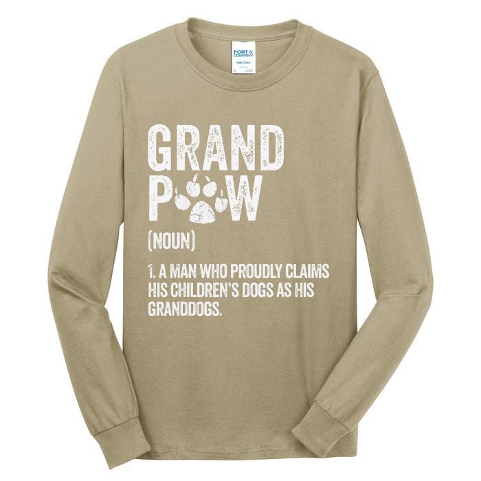 Funny Best Dog Grandpa Ever Grandpaw Apparel Retro Grand Paw Tall Long Sleeve T-Shirt