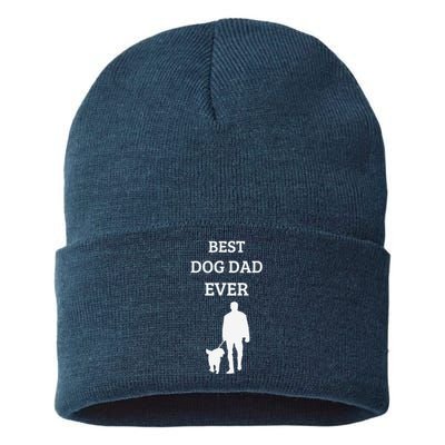 Funny Best Dog Dad Ever Fathers Day Gift For Dog Dads Sustainable Knit Beanie