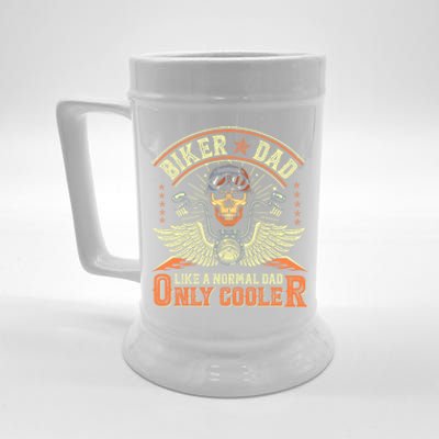 Funny Biker Dad Motorcycle Dad Grandpa Fathers Day Funny Gift Beer Stein