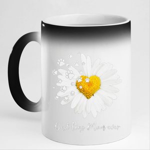 Funny Best Dog Mom Ever Daisy Heart Dog Paw Mothers Day Gifts 11oz Black Color Changing Mug