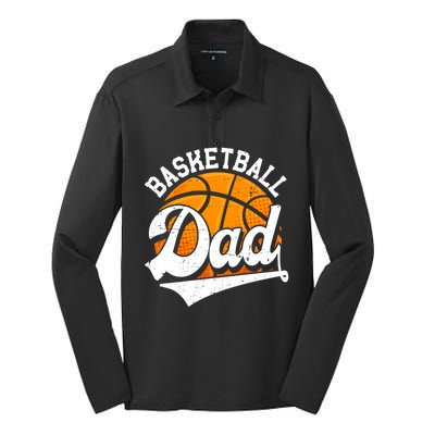 Funny Basketball Dad Daddy Fathers Day Papa Grandpa Gift Silk Touch Performance Long Sleeve Polo