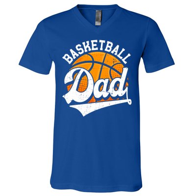 Funny Basketball Dad Daddy Fathers Day Papa Grandpa Gift V-Neck T-Shirt