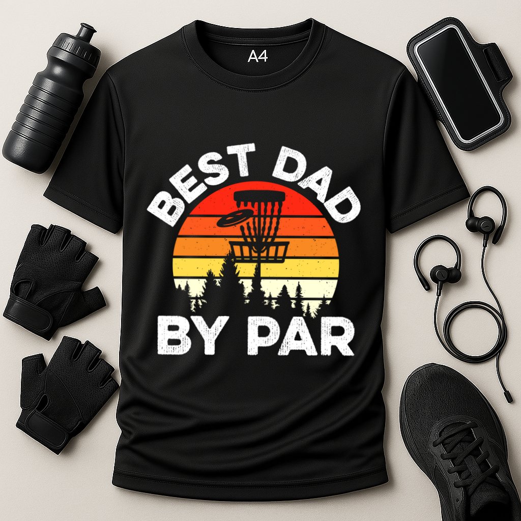Funny Best Dad By Par FatherS Day Disc Golf Golfing Gift Cooling Performance Crew T-Shirt