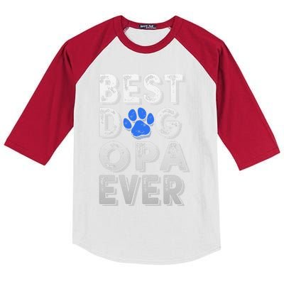 Funny Best Dog Opa Ever Tee Funny Family Fathers Day Kids Colorblock Raglan Jersey