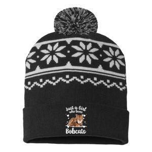 Funny Bobcat Design For Women Girls Pet Cat Bobcat Animal USA-Made Snowflake Beanie