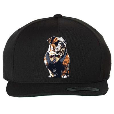 Funny Bulldog Dog Wool Snapback Cap