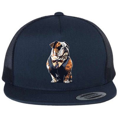 Funny Bulldog Dog Flat Bill Trucker Hat