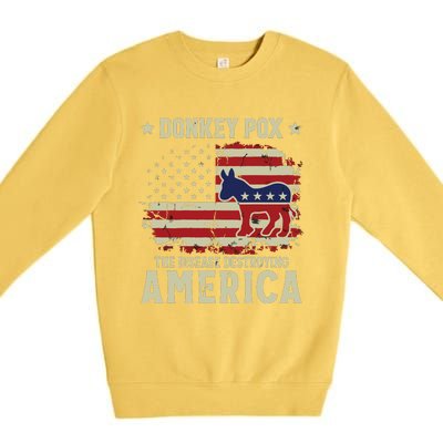 Funny Biden Donkey Pox The Disease Destroying America Back Premium Crewneck Sweatshirt