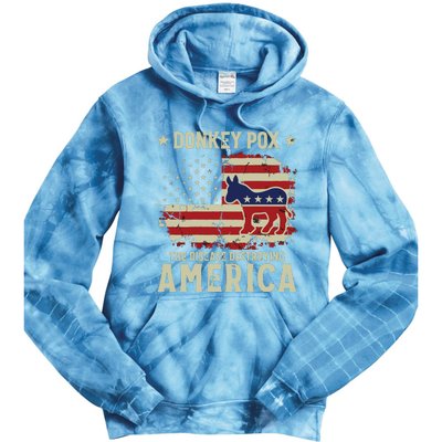 Funny Biden Donkey Pox The Disease Destroying America Back Tie Dye Hoodie