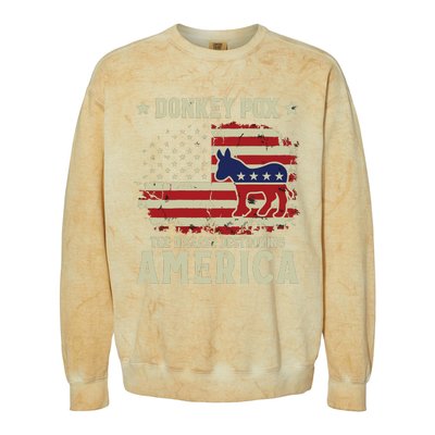 Funny Biden Donkey Pox The Disease Destroying America Back Colorblast Crewneck Sweatshirt