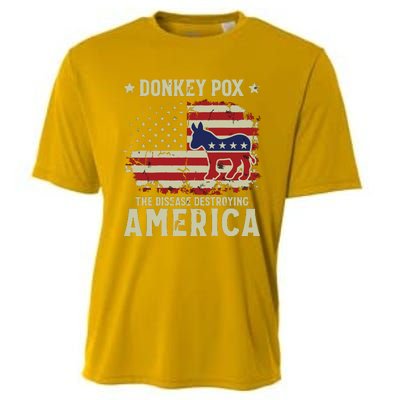 Funny Biden Donkey Pox The Disease Destroying America Back Cooling Performance Crew T-Shirt