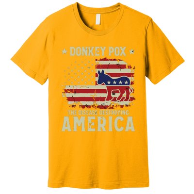 Funny Biden Donkey Pox The Disease Destroying America Back Premium T-Shirt