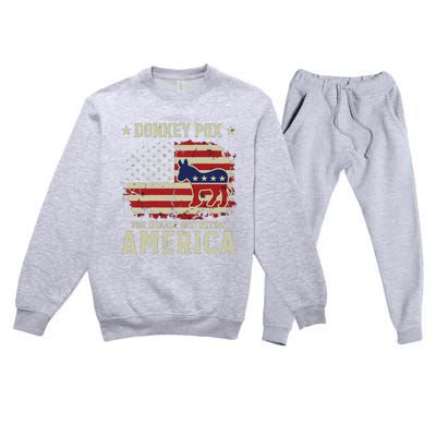 Funny Biden Donkey Pox The Disease Destroying America Back Premium Crewneck Sweatsuit Set