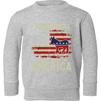 Funny Biden Donkey Pox The Disease Destroying America Back Toddler Sweatshirt