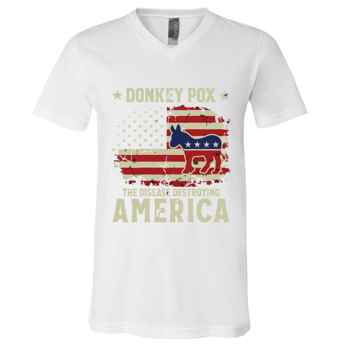 Funny Biden Donkey Pox The Disease Destroying America Back V-Neck T-Shirt