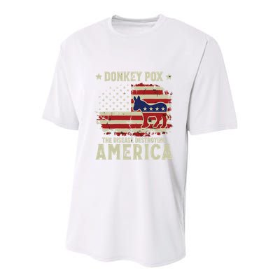 Funny Biden Donkey Pox The Disease Destroying America Back Youth Performance Sprint T-Shirt