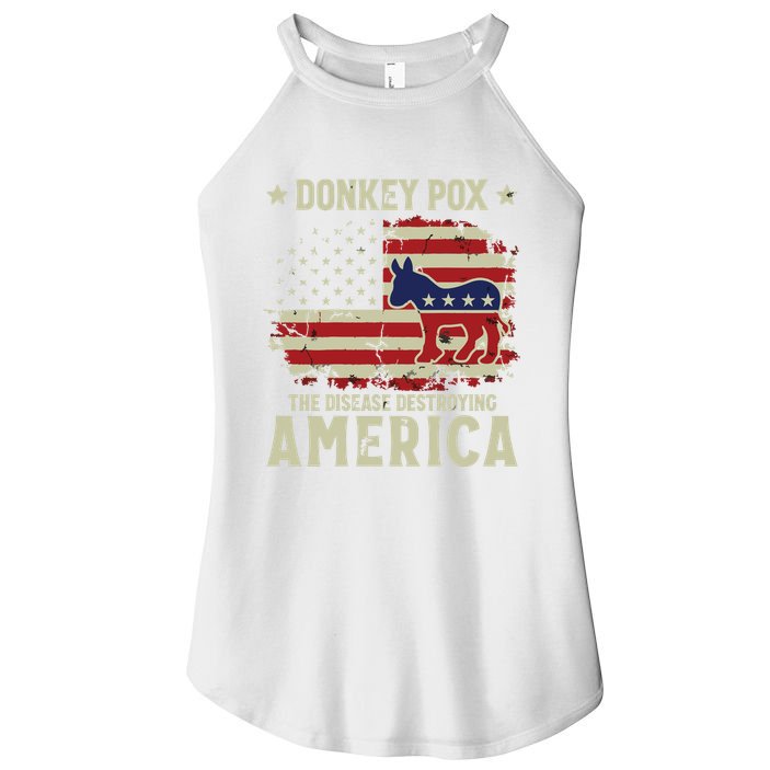 Funny Biden Donkey Pox The Disease Destroying America Back Women's Perfect Tri Rocker Tank