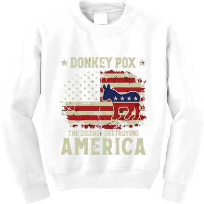 Funny Biden Donkey Pox The Disease Destroying America Back Kids Sweatshirt