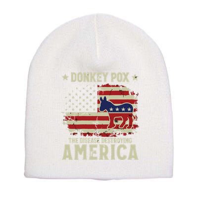 Funny Biden Donkey Pox The Disease Destroying America Back Short Acrylic Beanie