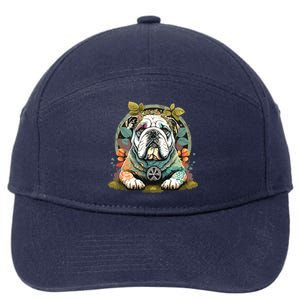 Funny Bulldog Dog Hippie 7-Panel Snapback Hat