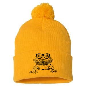 Funny Bearded Dragon Cute Reptile Lizard Nerdy Glass Animal Pom Pom 12in Knit Beanie