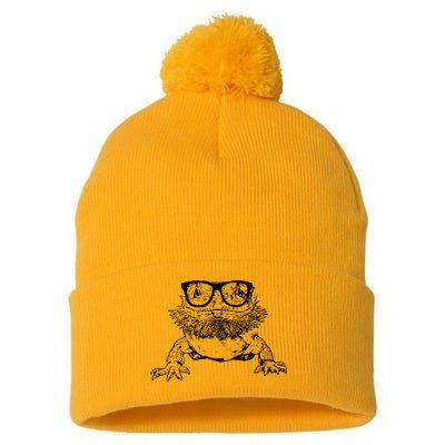 Funny Bearded Dragon Cute Reptile Lizard Nerdy Glass Animal Pom Pom 12in Knit Beanie