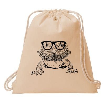 Funny Bearded Dragon Cute Reptile Lizard Nerdy Glass Animal Drawstring Bag