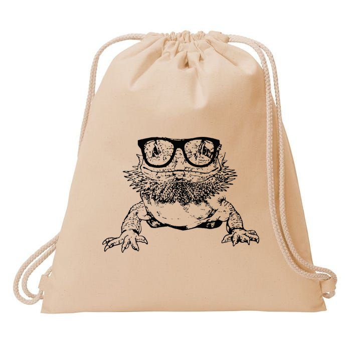 Funny Bearded Dragon Cute Reptile Lizard Nerdy Glass Animal Drawstring Bag
