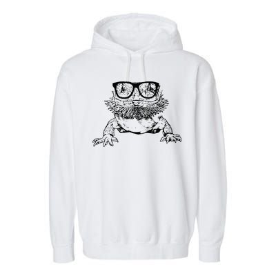 Funny Bearded Dragon Cute Reptile Lizard Nerdy Glass Animal Garment-Dyed Fleece Hoodie
