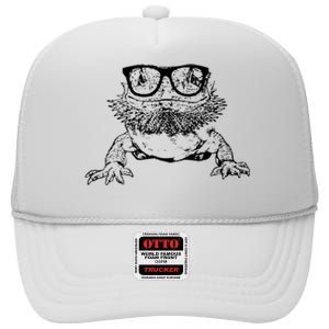 Funny Bearded Dragon Cute Reptile Lizard Nerdy Glass Animal High Crown Mesh Back Trucker Hat