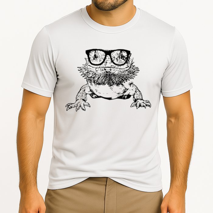 Funny Bearded Dragon Cute Reptile Lizard Nerdy Glass Animal Cooling Performance Crew T-Shirt