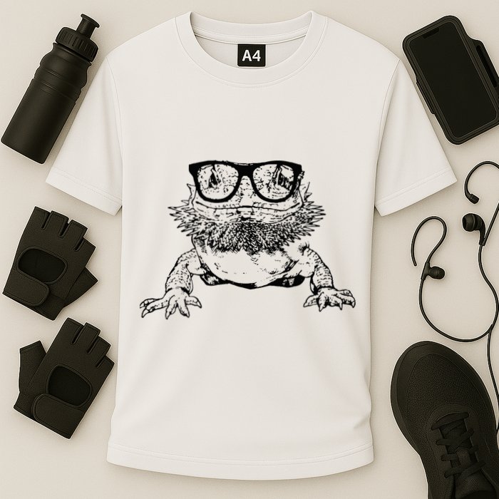 Funny Bearded Dragon Cute Reptile Lizard Nerdy Glass Animal Cooling Performance Crew T-Shirt