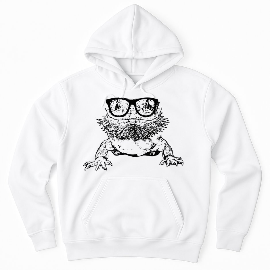 Funny Bearded Dragon Cute Reptile Lizard Nerdy Glass Animal Hoodie