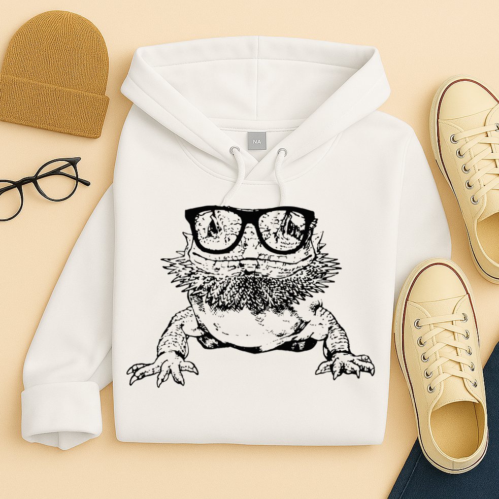 Funny Bearded Dragon Cute Reptile Lizard Nerdy Glass Animal Hoodie
