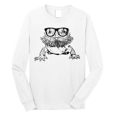 Funny Bearded Dragon Cute Reptile Lizard Nerdy Glass Animal Long Sleeve Shirt