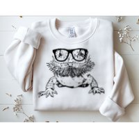 Funny Bearded Dragon Cute Reptile Lizard Nerdy Glass Animal Sweatshirt