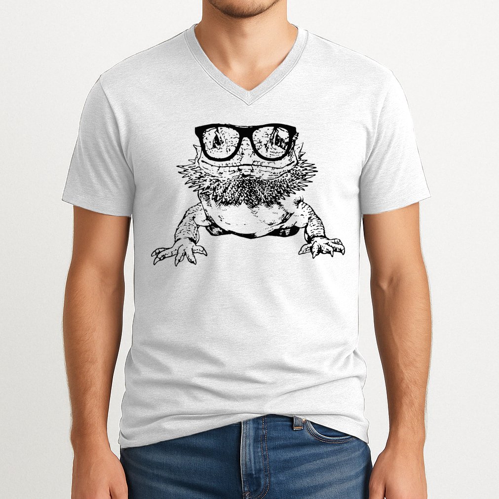 Funny Bearded Dragon Cute Reptile Lizard Nerdy Glass Animal V-Neck T-Shirt